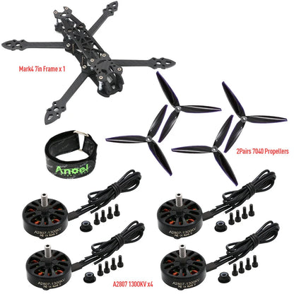Mark4 7-Inch 295mm FPV Drone Kit – RC Frame with F4 V3S PLUS Stack, BLS 60A ESC, A2807 1300KV Brushless Motor, and 7040 Propellers