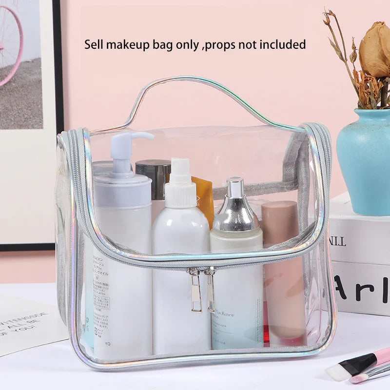 3-Size Transparent Toiletry Bags – Large Capacity Travel Organizer Stroller Bag for Makeup, Cosmetics & Multifunctional Storage