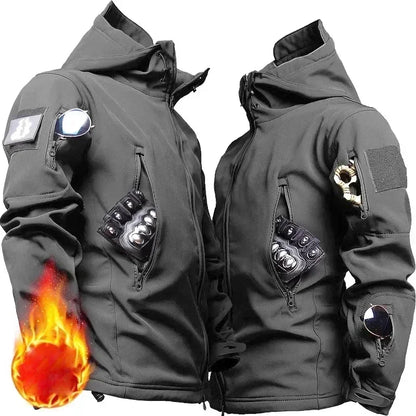 Men’s Winter Thicken Camo Tactical Suit — Waterproof Hooded Jacket & Fleece Pants Outdoor Hunting 2-Piece Set