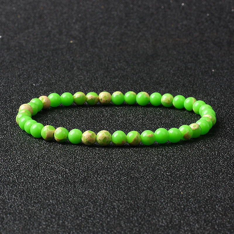 4mm Natural Stone Bead Stretch Bracelet for Men & Women – Agate Lava Handmade Reiki Crystal Jewelry