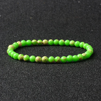 4mm Natural Stone Bead Stretch Bracelet for Men & Women – Agate Lava Handmade Reiki Crystal Jewelry