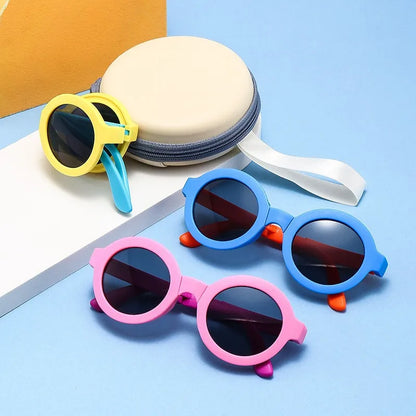 Foldable Kids Sunglasses – UV Protection Cartoon Shades for Boys & Girls, Fashionable Baby Eyewear