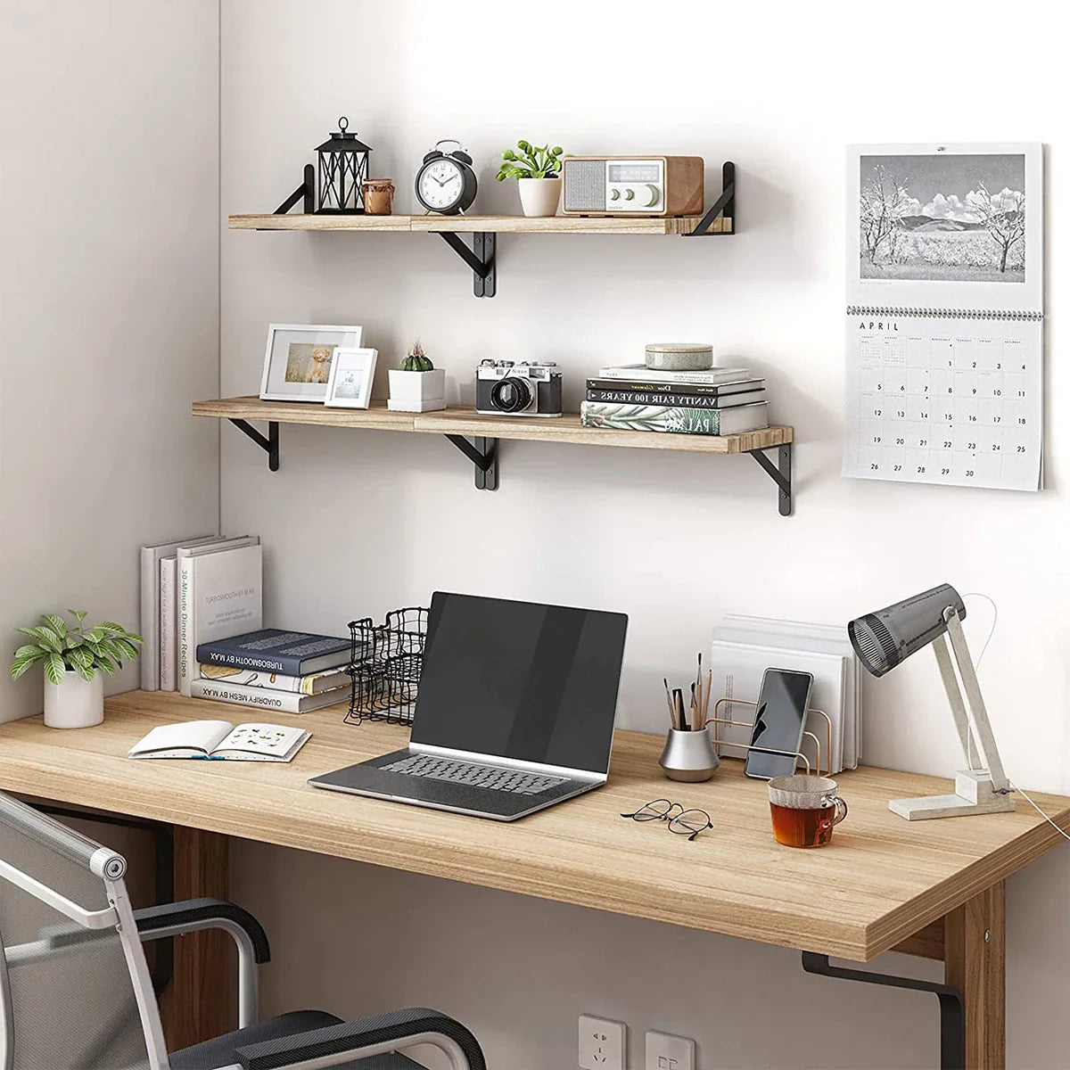 Floating Wall Shelves – Wooden Wall Mounted Bookshelf Storage Rack for Living Room, Bedroom, Bathroom & Kitchen Home Decor Organizer