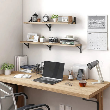 Floating Wall Shelves – Wooden Wall Mounted Bookshelf Storage Rack for Living Room, Bedroom, Bathroom & Kitchen Home Decor Organizer