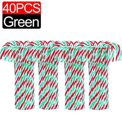 100/10pcs Christmas Candy Cane Ornaments – Plastic Twisted Hanging Decorations for Tree & Party Favors