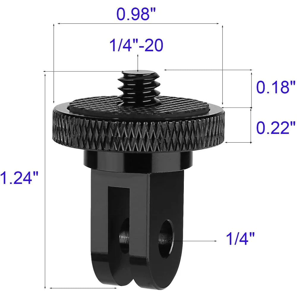 Aluminum Alloy 1/4" Conversion Mount Adapter – Compatible with GoPro Hero 9–13, Insta360, SJCAM, AKASO & DJI Osmo Action Cameras