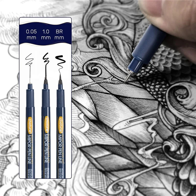 Japanese Sakura Pigma Micron Pen Set — 12 Black Fineliners for Manga, Sketching, Drawing & Comic Art