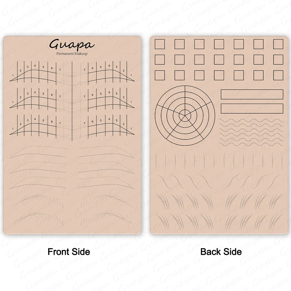 Silicone Practice Skin for Permanent Makeup — Double-Sided Latex Sheet with Brows Design for Hair Stroke Training