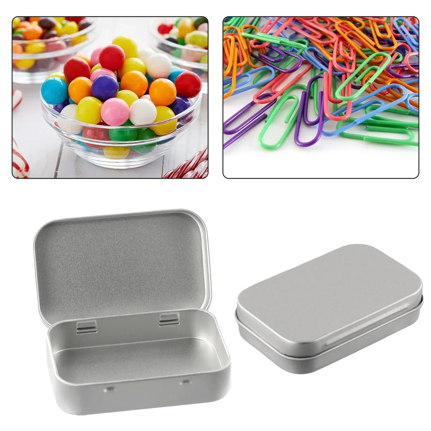 6PCS Mini Metal Storage Boxes — Tin-Plated Slide Cover for Jewelry, Pills, Cosmetics, and Portable Organizer