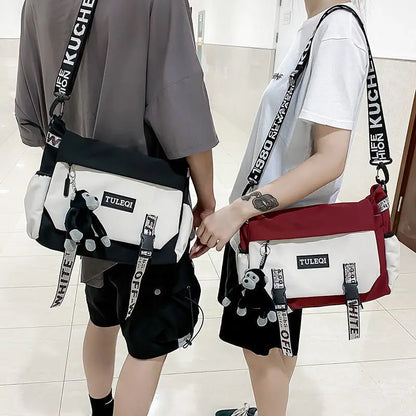Men’s Large Capacity Messenger Bag – Fashion Canvas Nylon Crossbody Shoulder Bag for Casual & Student Use