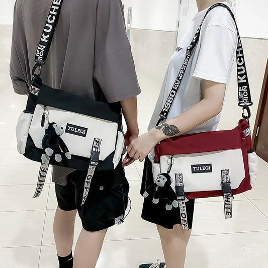 Men’s Large Capacity Messenger Bag – Fashion Canvas Nylon Crossbody Shoulder Bag for Casual & Student Use