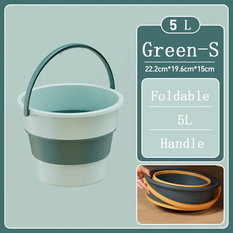 Portable Foldable Silicone Bucket - 5/10/17L Collapsible Basin for Camping, Laundry, Car Wash, Fishing & Household Use
