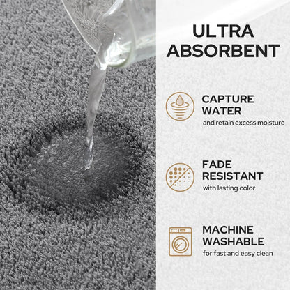 3PC Waterproof Non-Slip Sponge Bathroom Carpet Set - Washable Home Decor