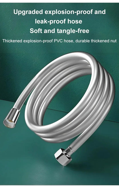 New High Pressure Shower Head Set – 3 Modes Adjustable Spray with Massage Brush, Filter & Rain Shower Hose for Bathroom