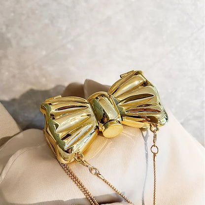 Luxury Mini Bowknot Evening Bag - Women's Chain Crossbody Handbag for Party & Wedding