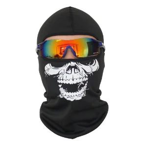 Skull Print Balaclava Mask - Full Face Halloween Cosplay Hood for Motorcycle Riding & Outdoor Use