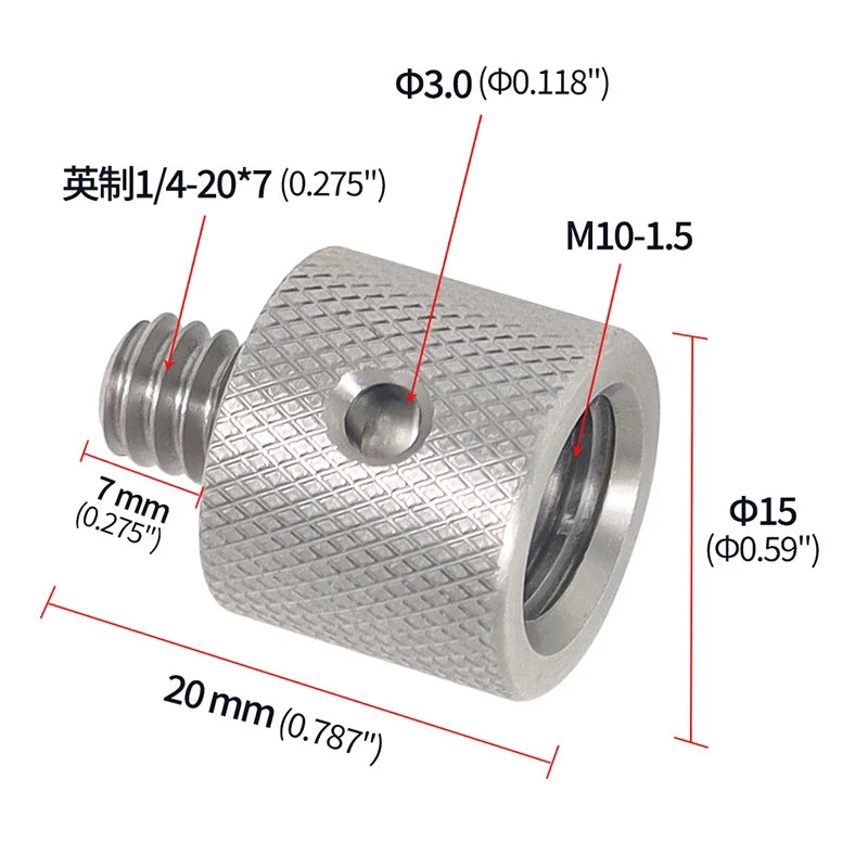 Reinforced Camera Screw Adapter - 1/4 to 3/8 Inch Male Female Thread Converter for Tripod Monopod Ball Head Light Bike Mount