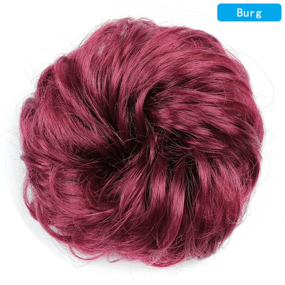 AZQUEEN Messy Bun Hair Extension – Synthetic Curly Wave Chignon Scrunchie, Elastic Band Updo Hairpiece for Women