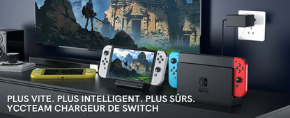 45W AC Adapter Charger for Nintendo Switch – Fast Charging for Switch Lite, Dock & Pro Controller