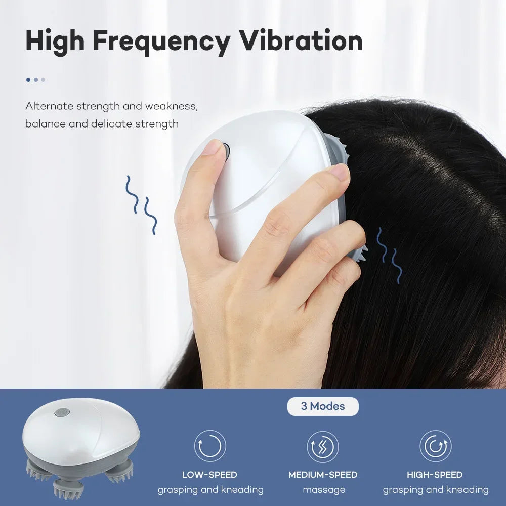 Electric Scalp Massager with Red Light Therapy – Antistress Body Massage Tool for Muscle Tension & Tiredness Relief