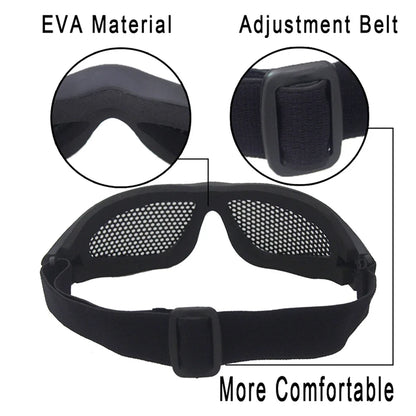 Outdoor Eye Protection Tactical Glasses - Comfortable Airsoft Safety Goggles with Anti-Fog Metal Mesh/PC Lens for Paintball and Hunting