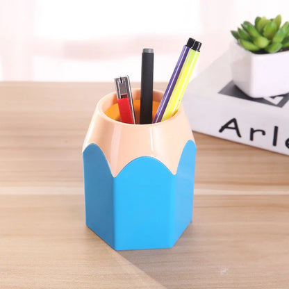 Cute Pencil Holder Desk Organizer - Large-Mouth Storage Box for Pens, Stationery & Makeup Brushes