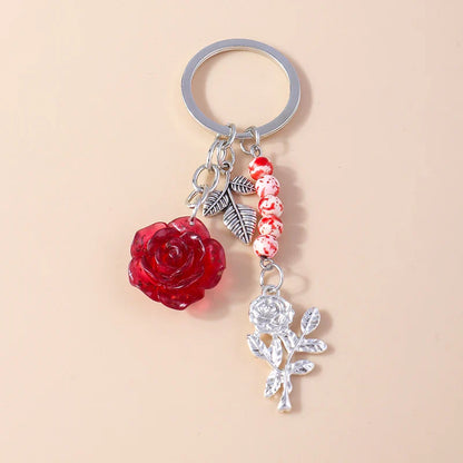 Retro Gothic Punk Heart Cross Keychain – Metal Flower Key Ring Pendant for Car Keys, Handbag Decor & Jewelry Gift