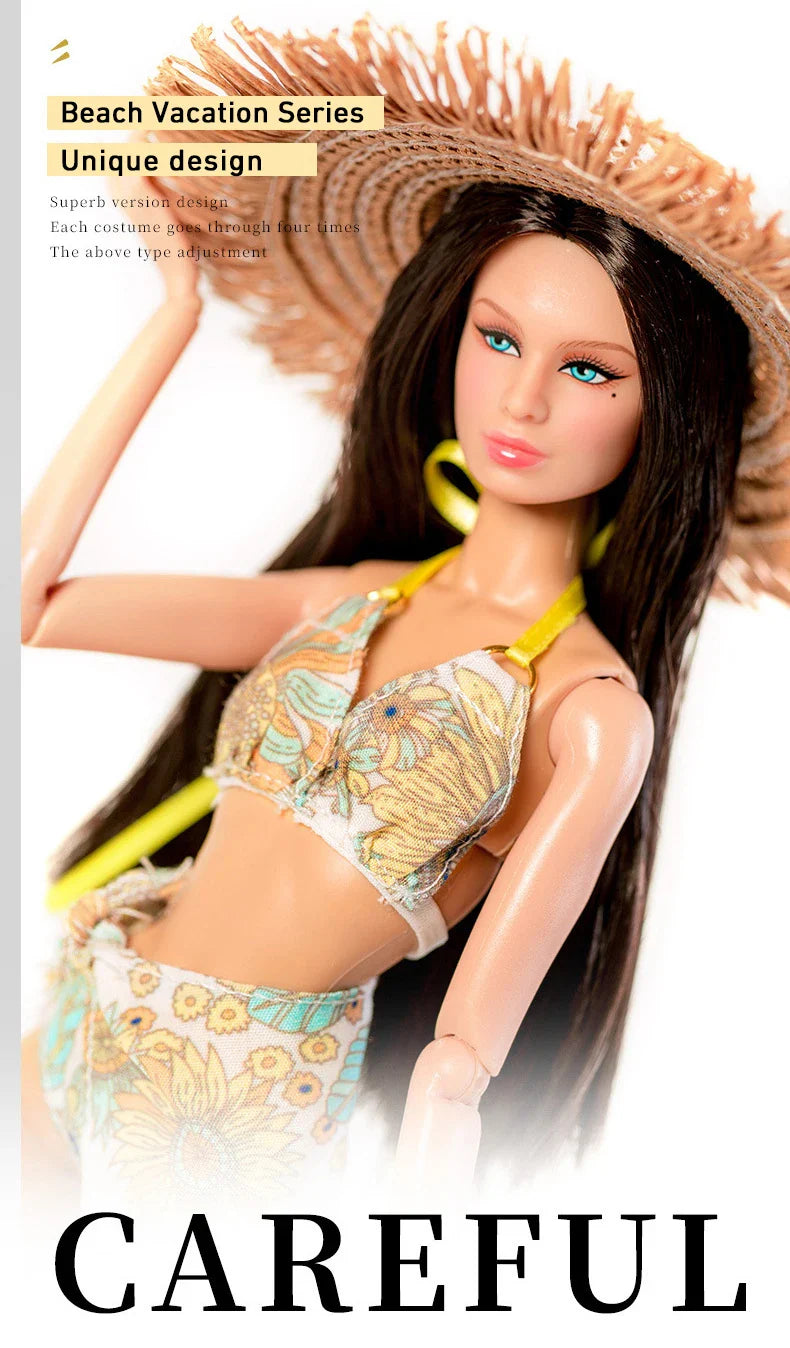 32cm Supermodel Doll Clothes – Fashion Beach Vacation Outfit, Princess Dress DIY Accessories Set, Collector Gift Toy