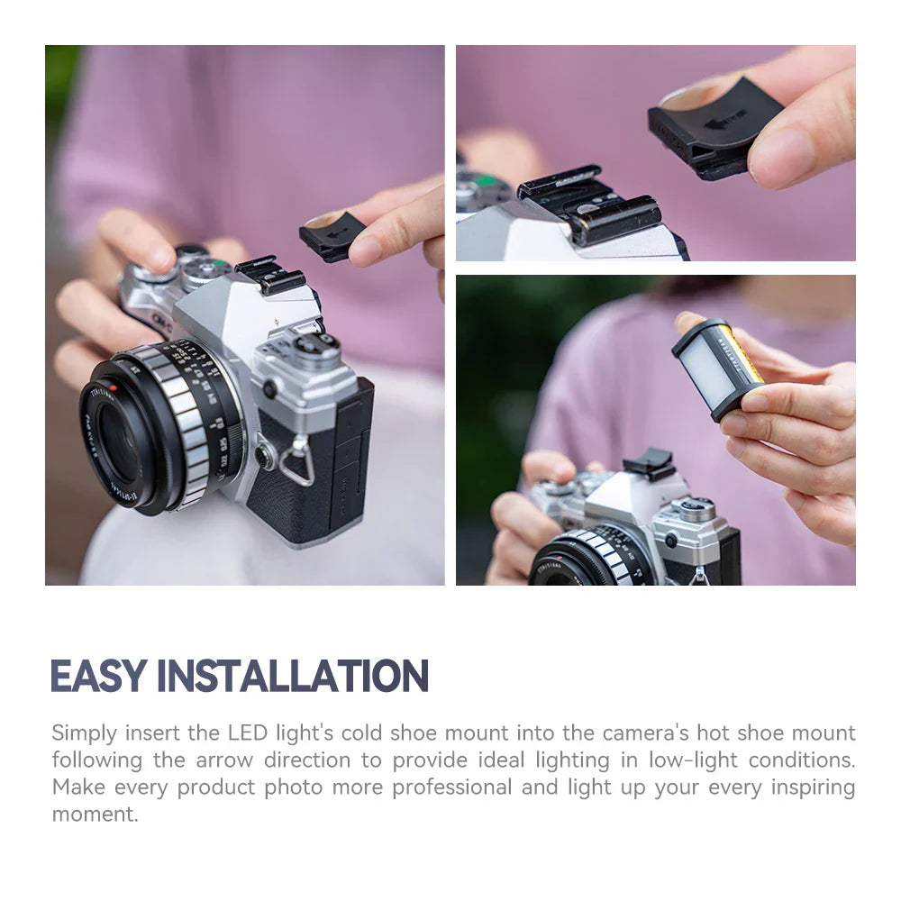 TTARTISAN Mini LED Fill Light - Magnetic Mount Retro Film Style Video Light, 0.5W, 3000/4500/6000K, CRI 95+, 300mAh Cold Shoe