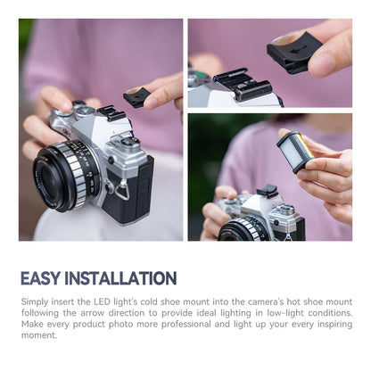 TTARTISAN Mini LED Fill Light - Magnetic Mount Retro Film Style Video Light, 0.5W, 3000/4500/6000K, CRI 95+, 300mAh Cold Shoe