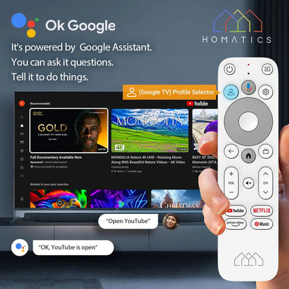HOMATICS 4K TV Stick – Google Certified, Netflix, 2GB RAM, 32GB ROM, Dolby Atmos, Amlogic S905Y4, WiFi Streaming Box