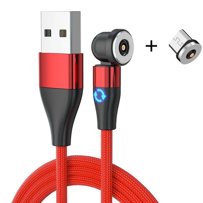 3-in-1 Magnetic Charging Cable — Micro USB & Type-C with 540° Rotate LED for Xiaomi, Samsung, Huawei, iPhone