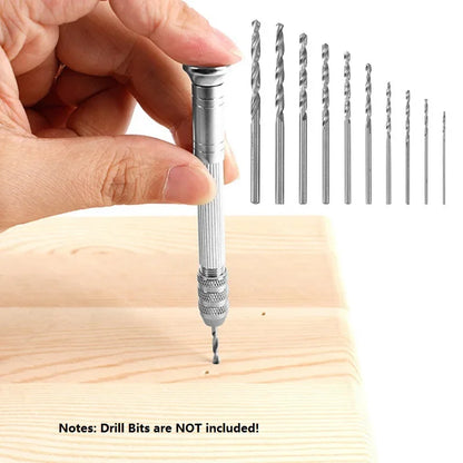 Manual Woodworking Pin Vise – Steel Cap Hand Drill Tool for Resin, Jewelry, Zinc Alloy & Watch Repair