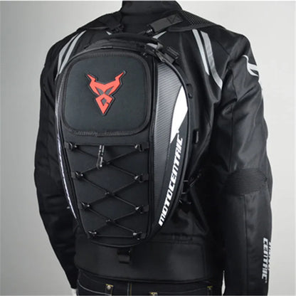 MOTOCENTRIC Waterproof Motorcycle Back Seat Bag - Multifunctional Tail Bag, Rear Seat Helmet Bag, Moto Rider Backpack