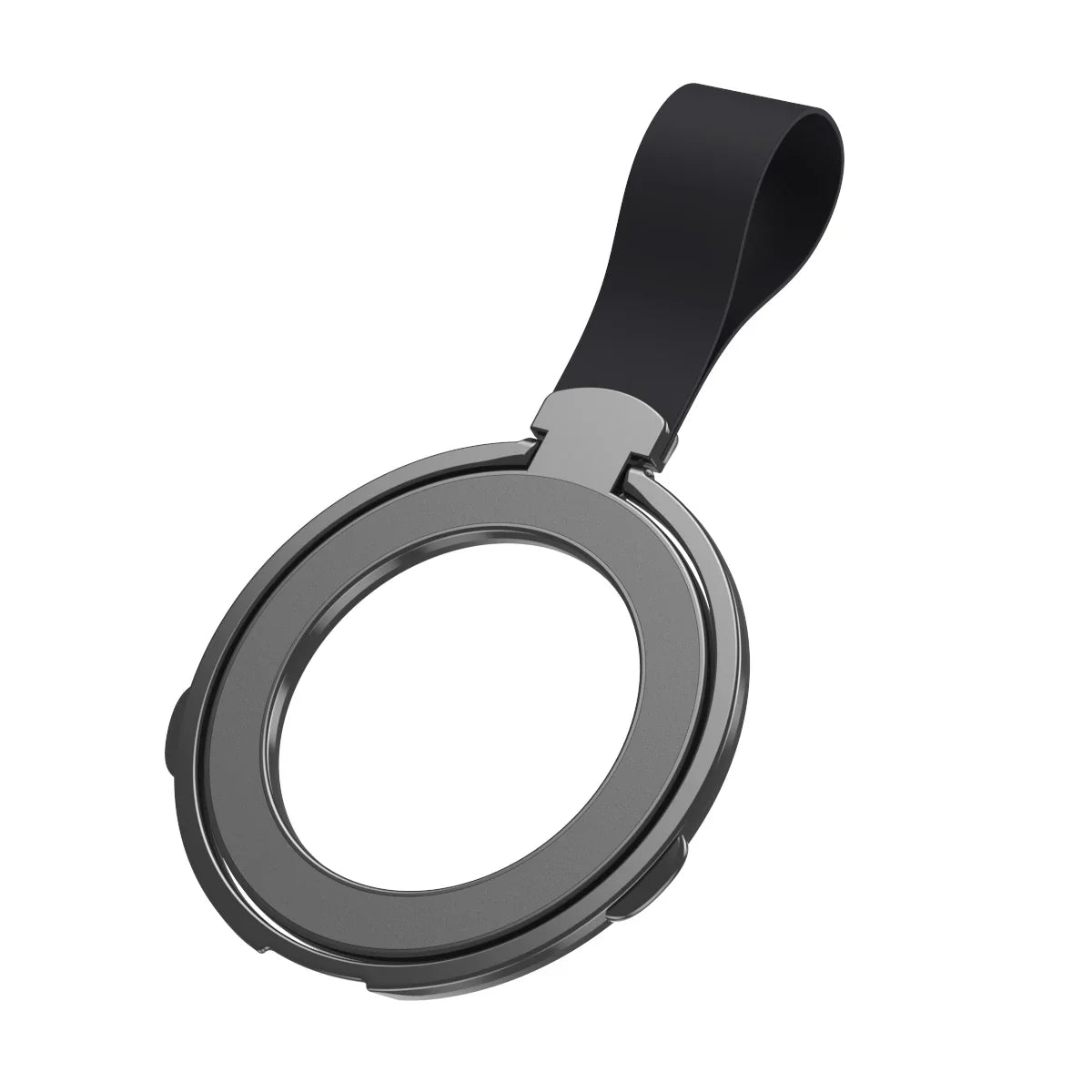 MagSafe Magnetic Ring Phone Holder – Silicone Cord Rotating Kickstand for iPhone 15, 14, 13, 12 Series, Alloy Buckle Stand
