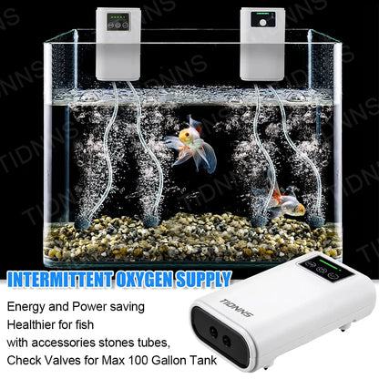 Aquarium Fish Tank Oxygen Pump – Dual-Purpose USB Rechargeable Air Pump with 6000mAh Lithium Battery, Portable & Mute