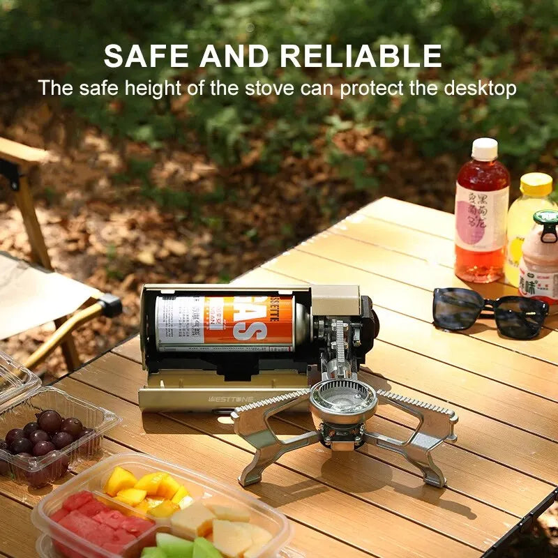 2670W Camping Gas Stove – Portable Folding Cassette Burner for Outdoor Picnics and Travel Cooking