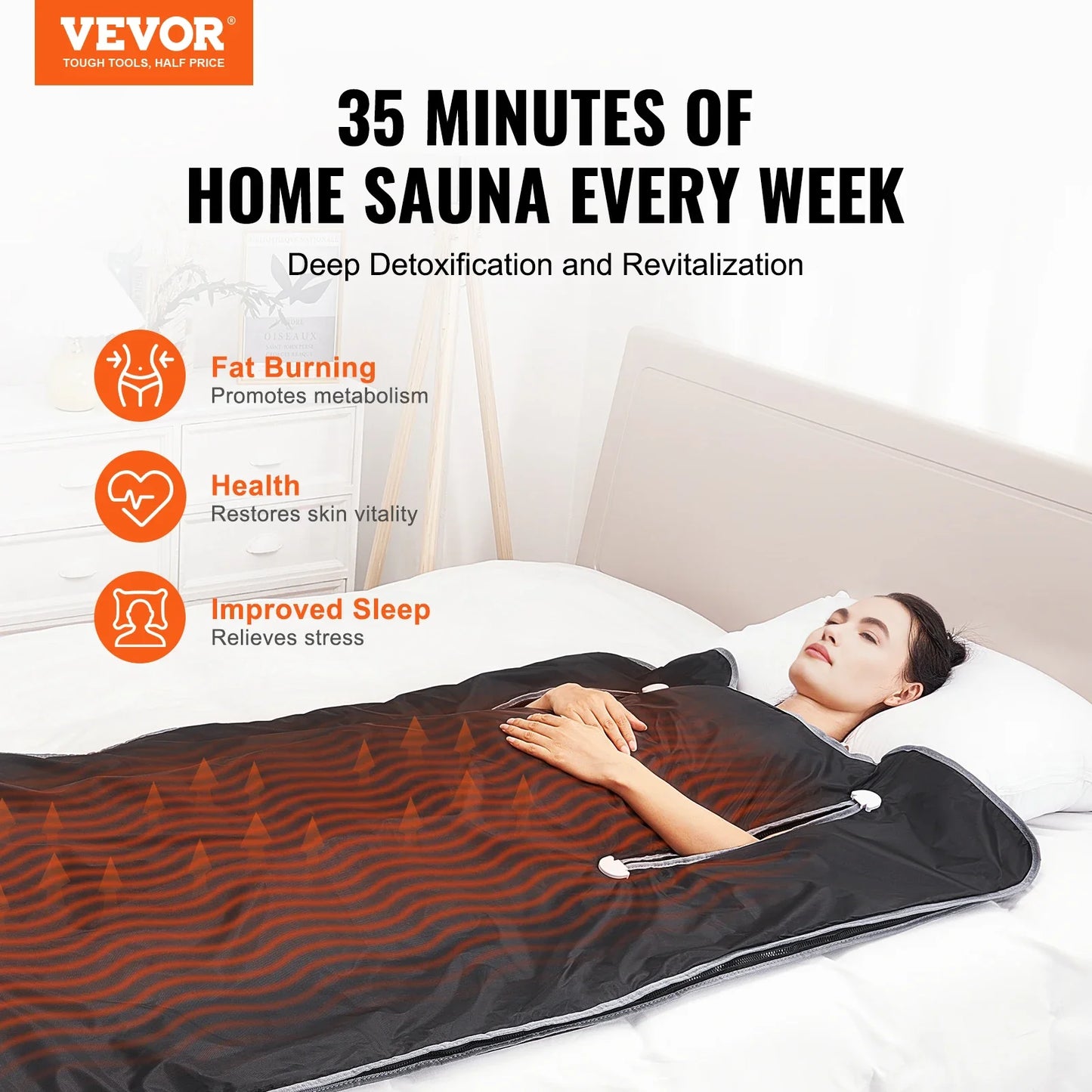 VEVOR Portable Sauna Blanket – Far Infrared Detox & Relaxation with Adjustable Temperature & Timer