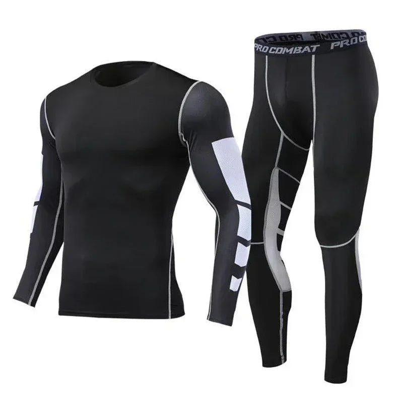 Men's Running Tracksuit Set - Compression Fitness Sportswear With Leggings, Gym Tights & Training Sweatpants