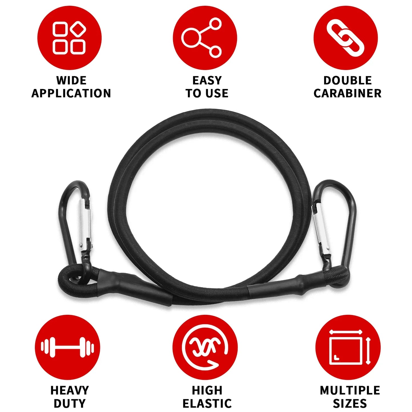 Baiann Stretch Elastic Bungee Cords with Hooks - 30/60/90/120/150cm for Bikes, Car Luggage, Roof Rack, & Tie-Downs