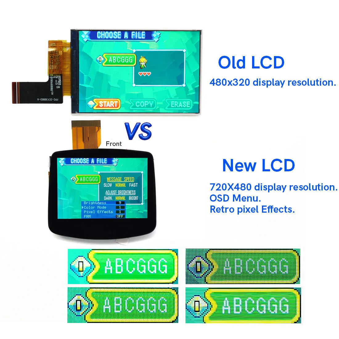 Hispeedido TYPE-C GBA LCD Display Upgrade – 3.0" V5 IPS Screen with New Housing Shell
