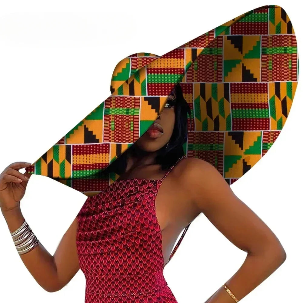 African Ankara Sun Hat - Women's Large Brim Summer Beach Hat