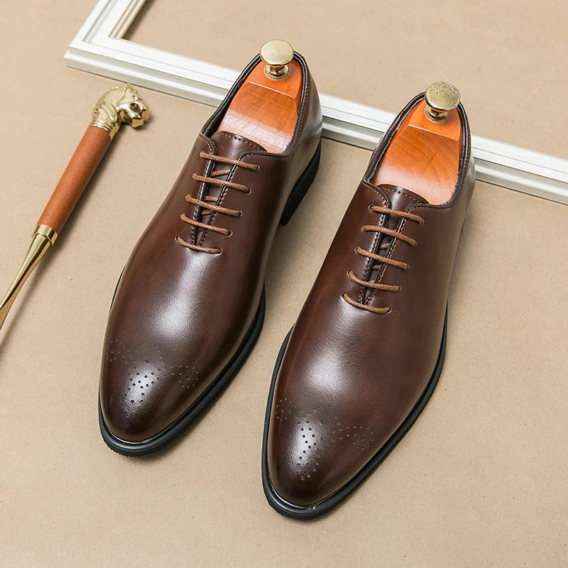 Luxury Men’s Leather Oxford Dress Shoes – High-Quality Gentleman Wedding & Office Shoes 2024