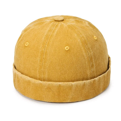 Fashion Denim Docker Cap – Brimless Skullcap Sailor Beanie Hat for Men & Women, Solid Color Adjustable Bucket Dad Cap Streetwear Style