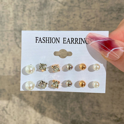 104-Piece Fashion Jewelry Set - Metal Pearl & Zircon Butterfly Earrings, Necklace, Bracelet and Rings for Women
