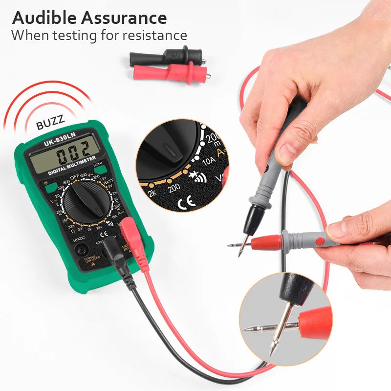 Universal Digital Multimeter Test Leads with Alligator Clips - Soft Silicone Needle-Tip Probes for LED Testing