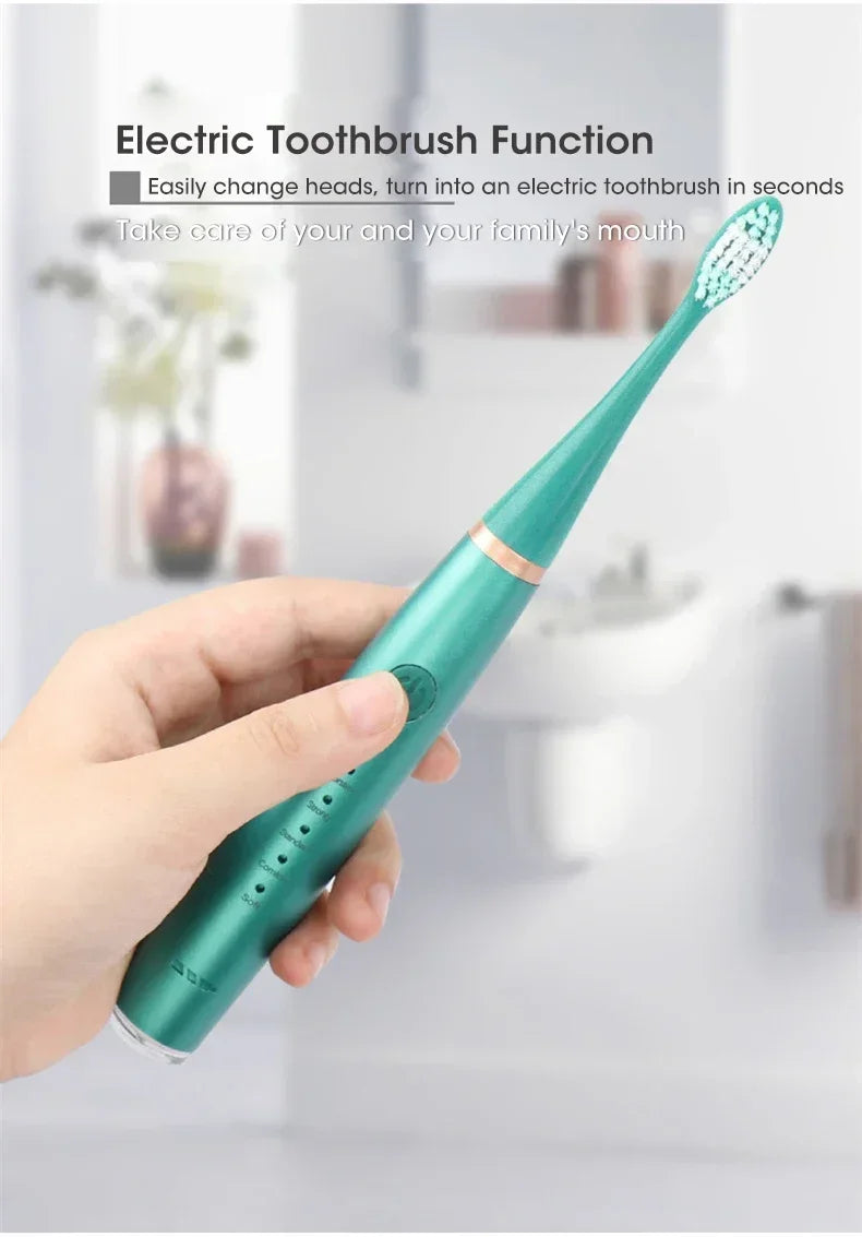 Electric Toothbrush with Sonic Cleaning – 3-in-1 Tartar Removal, Teeth Whitening, USB Charging, Replaceable Brush Head