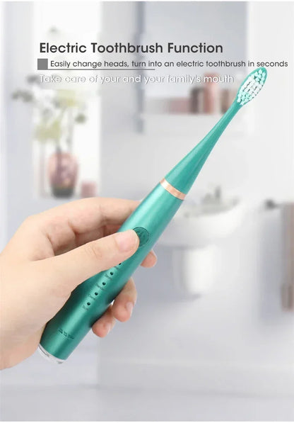 Electric Toothbrush with Sonic Cleaning – 3-in-1 Tartar Removal, Teeth Whitening, USB Charging, Replaceable Brush Head