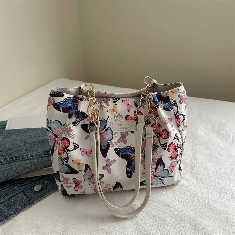 Women’s Nylon Animal Print Shoulder Tote Bag – Large Capacity Casual Handbag for Teen Girls Gift