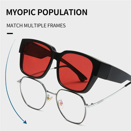 New Fashion Polarized Sunglasses Cover - Fits Over Prescription Glasses | Portable Vintage Eyewear for Men & Women | Ideal for Fishing & Driving